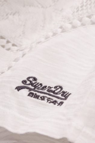 White Superdry Vintage Embroidered Top